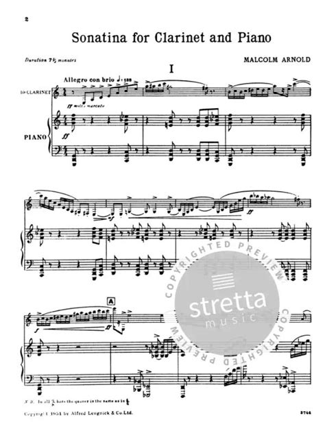 Sonatina For Clarinet And Piano Opus 29